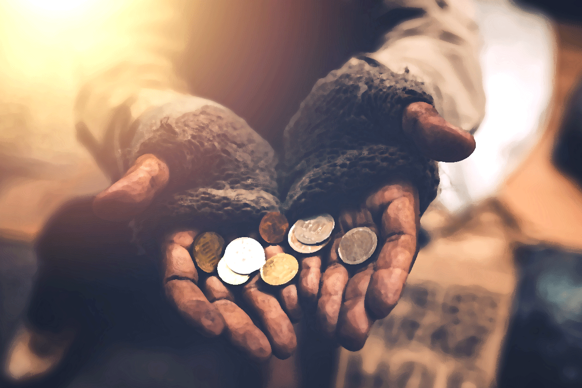 Money in hands for Parable of the Talents