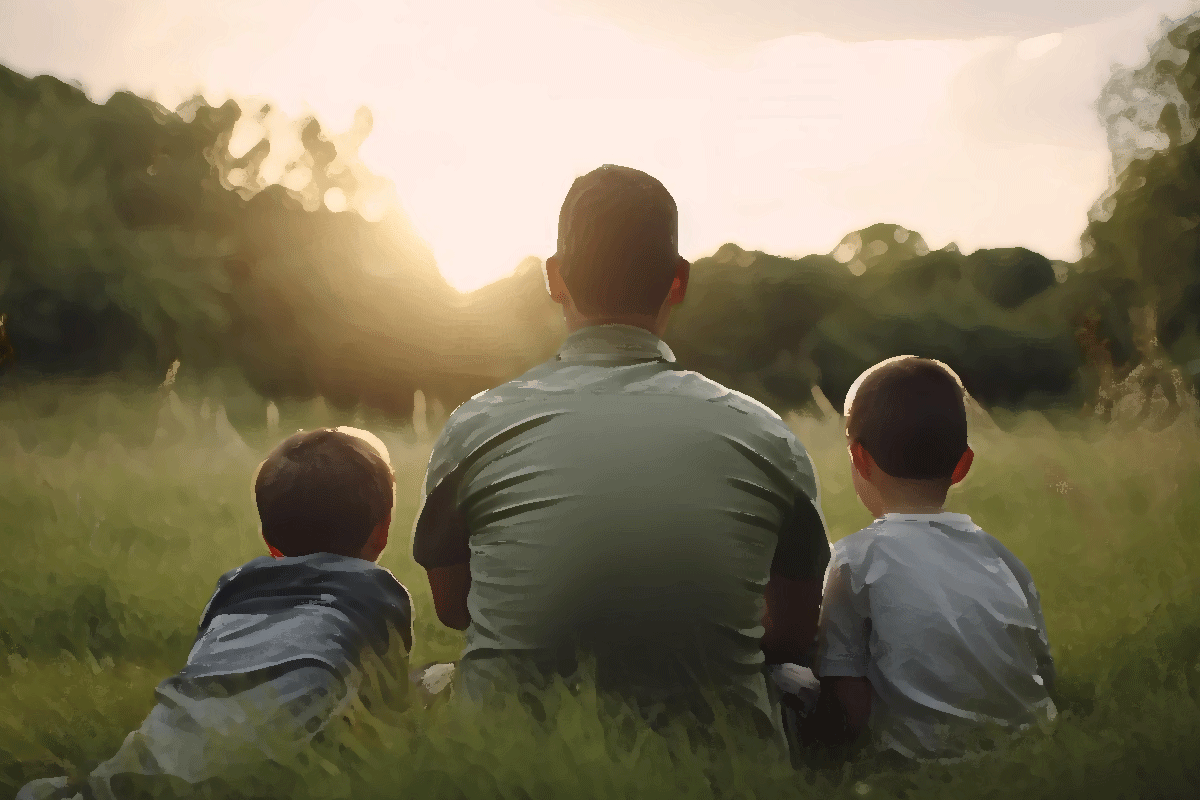 Father with sons for Parable of the Two Sons